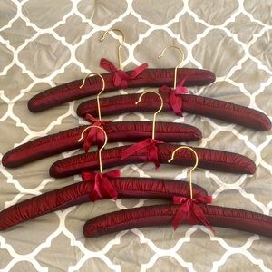 Burgundy Satin Padded Fabric Clothing Lingerie Hangers 6 count
